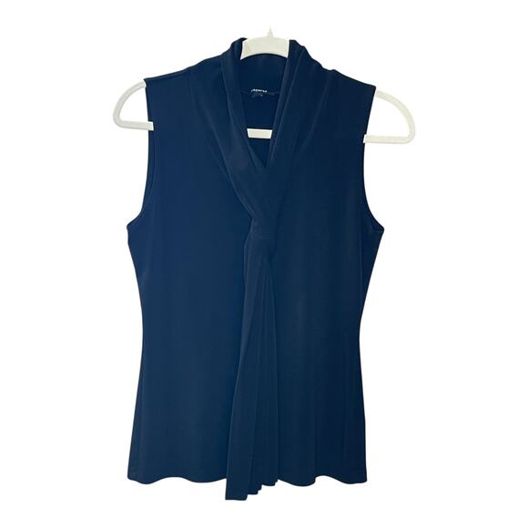Premise Medium Black Tie Front Sleeveless Blouse Secretary Style Workwear Top - Picture 2 of 7